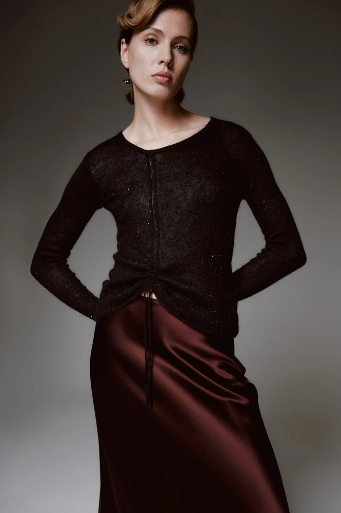 Джемпер-паутинка с кулиской из альпака и мериноса