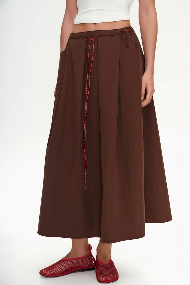 Юбка миди А-силуэта из хлопка