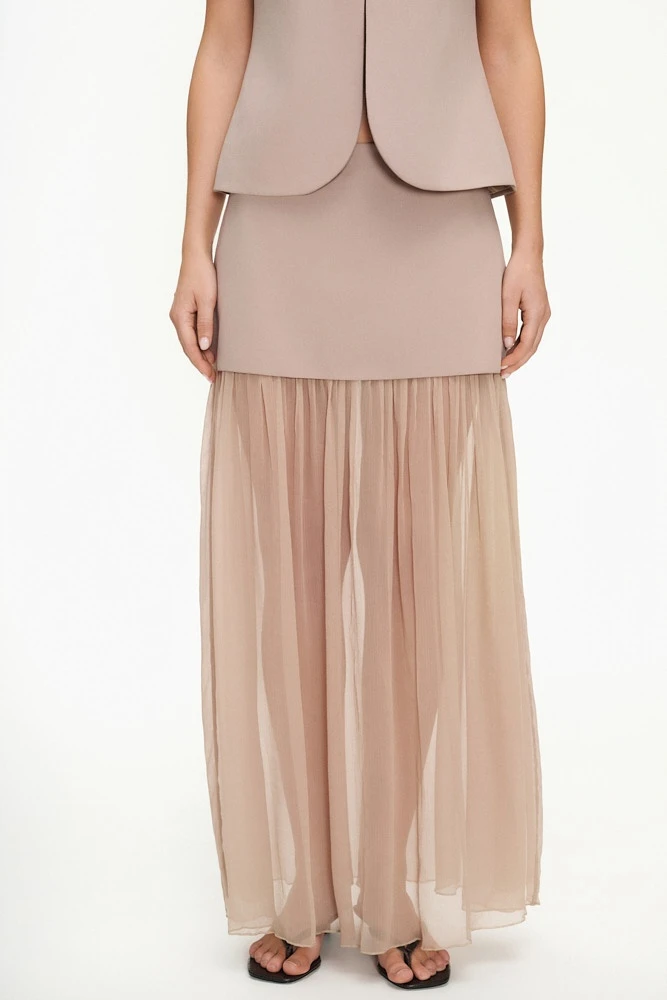 Юбка макси двойная из вискозы крэш