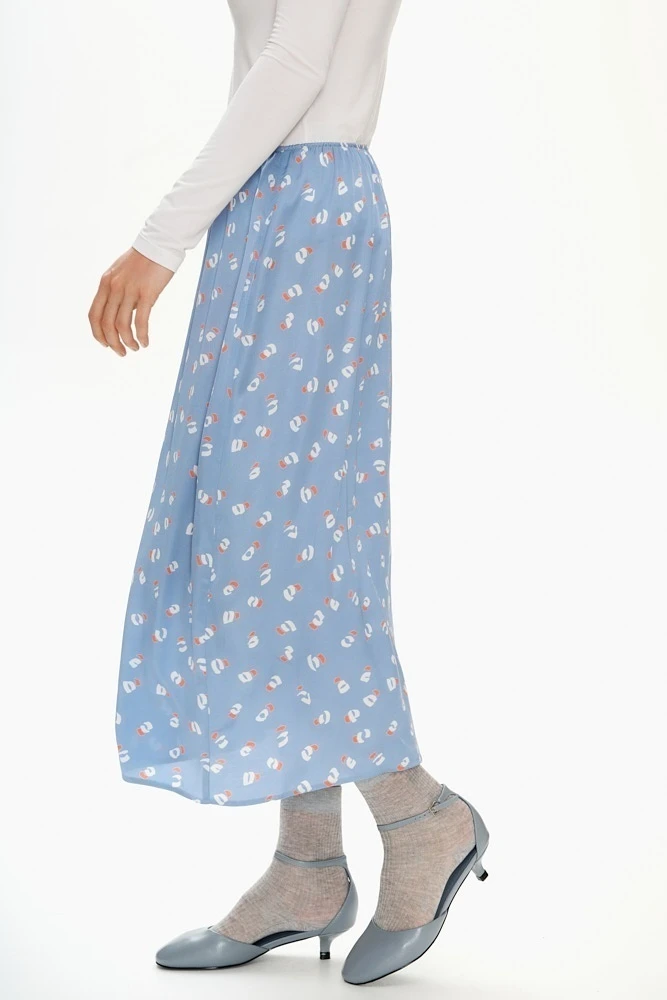 Юбка миди в бельевом стиле с принтом