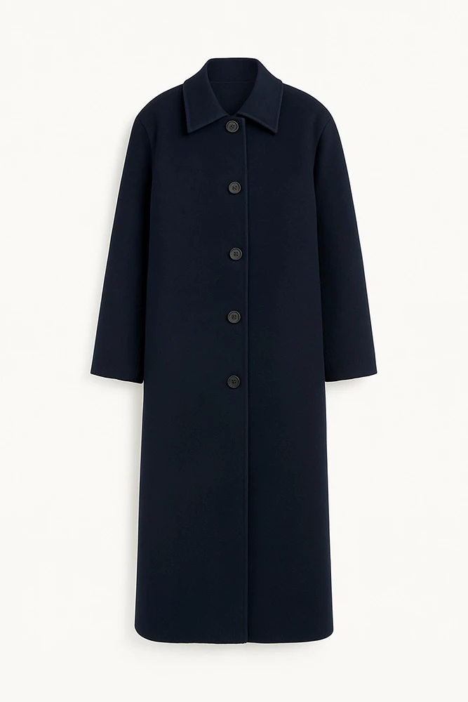 Пальто однобортное с отложным воротником из шерсти