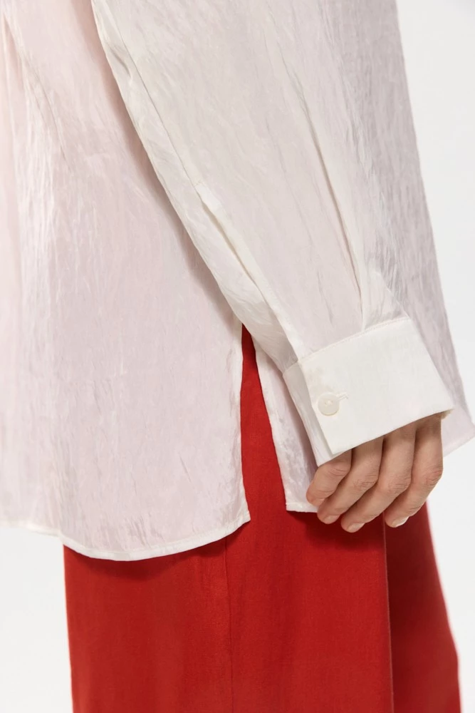 Рубашка прямого кроя с эффектом мокрого шелка