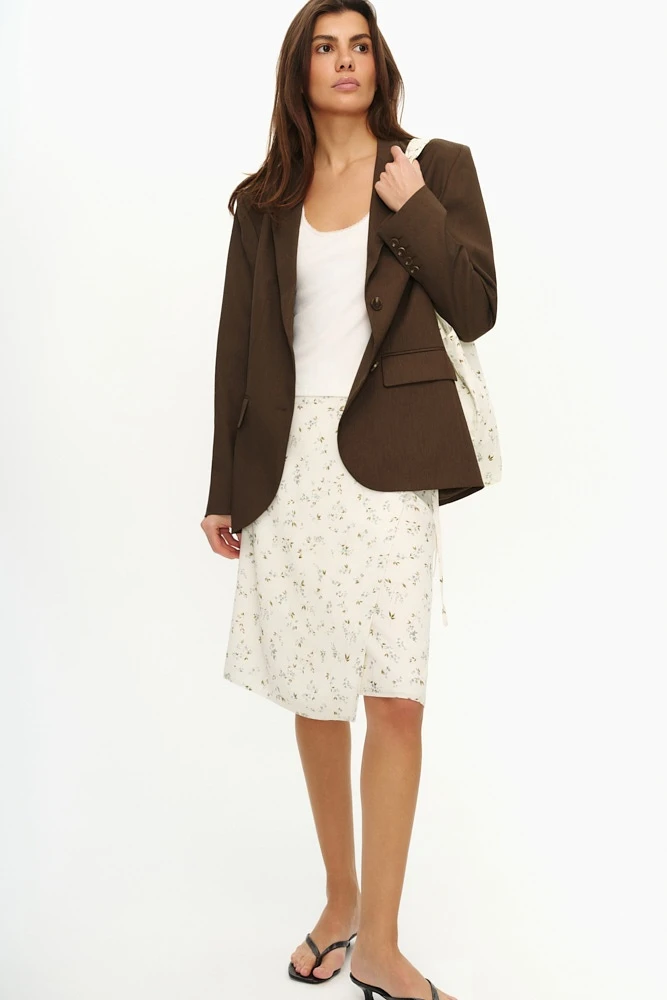 Юбка миди на запахе с цветочным принтом