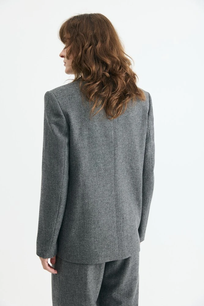 Жакет двубортный из фактурной шерсти