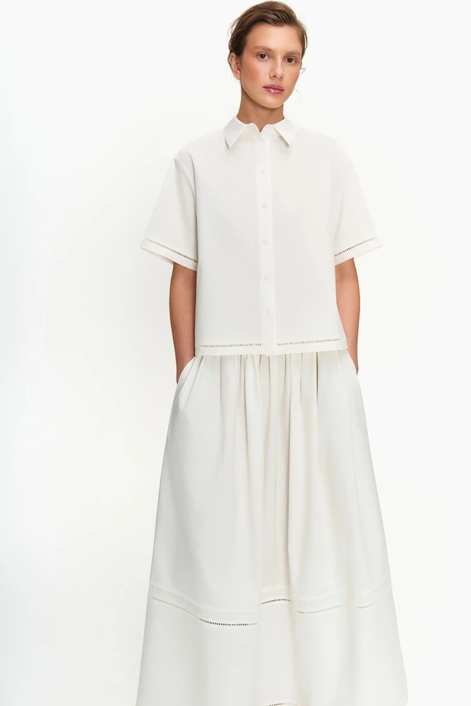 Рубашка из хлопка с кружевной тесьмой