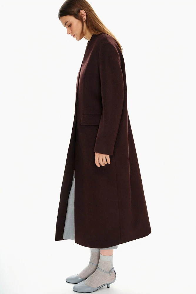 Пальто однобортное из шерсти