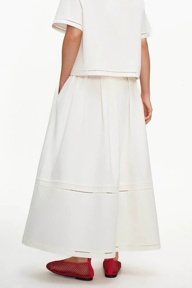 Юбка миди из хлопка с кружевной тесьмой