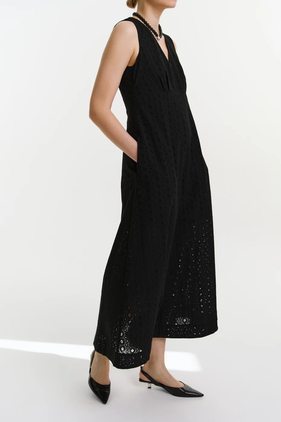 Платье макси из хлопка Broderie Anglaise Платье макси из хлопка Broderie Anglaise