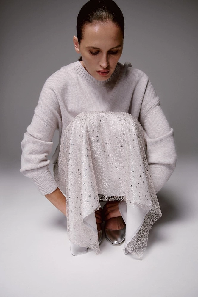 Свитер оверсайз с круглой горловиной из шерсти и кашемира