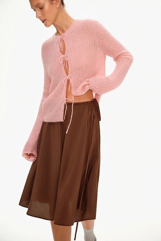 Кардиган ажурной вязки c альпака