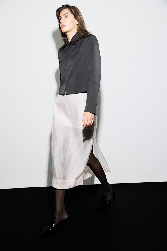 Юбка миди прозрачная с вышивкой бисером