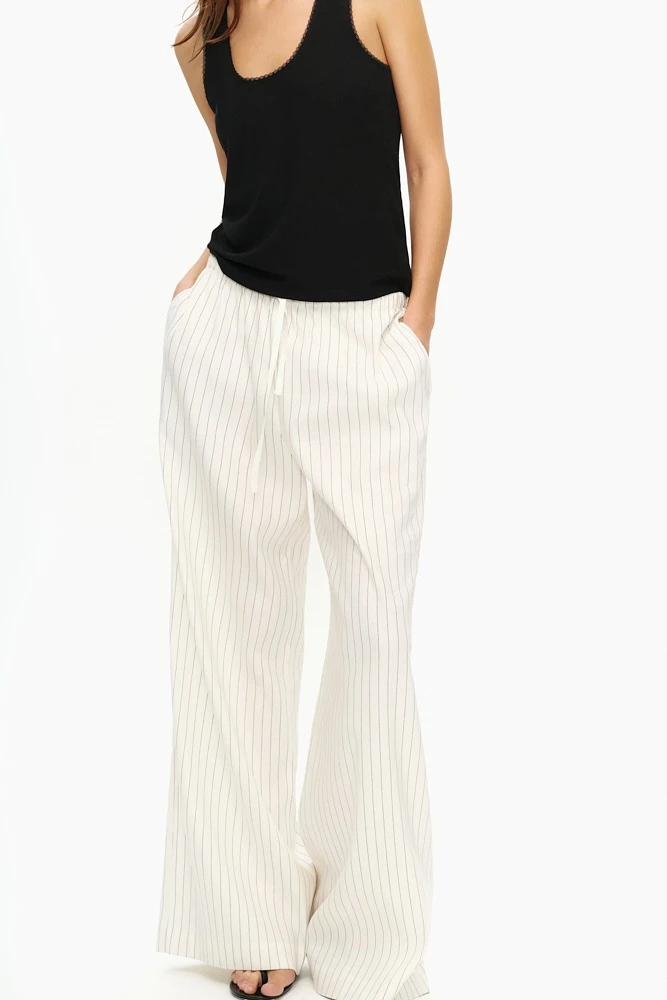 Брюки широкие на кулиске со льном