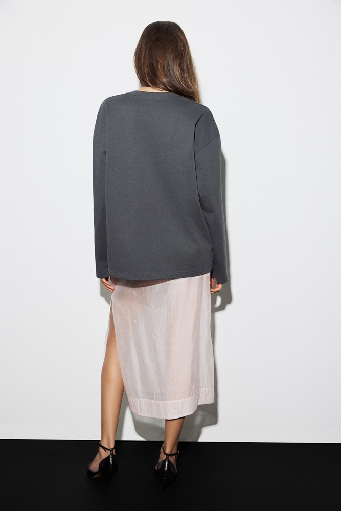 Юбка миди прозрачная с вышивкой бисером