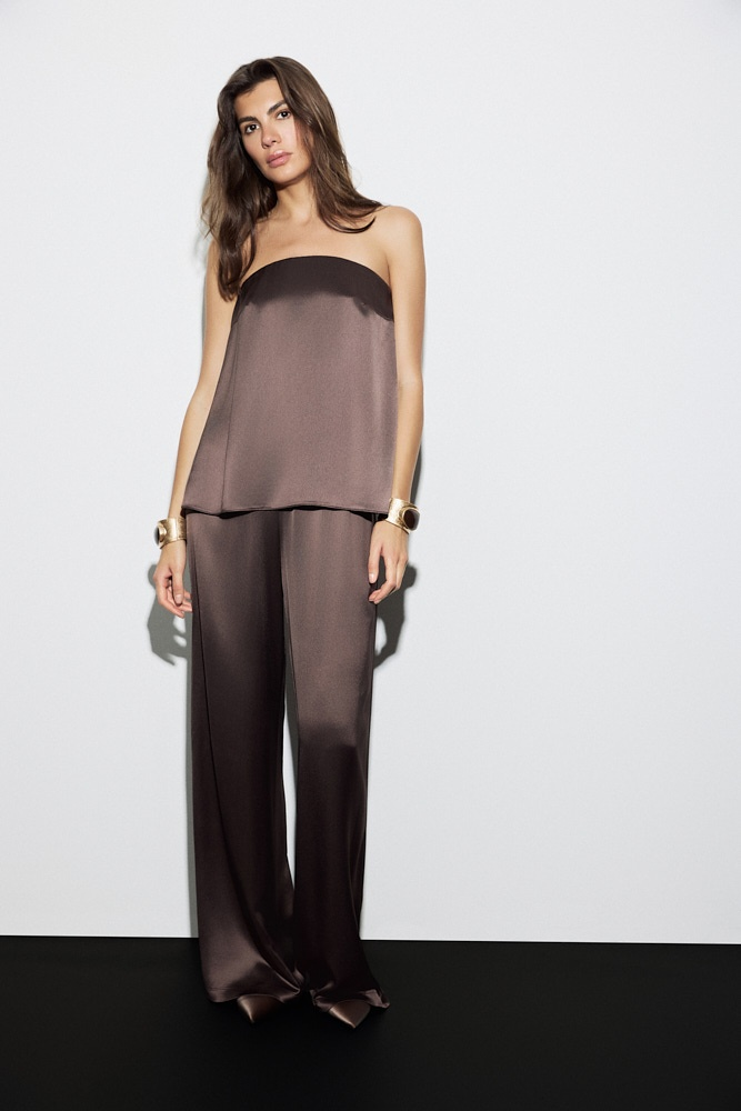 Топ-бандо из атласной ткани