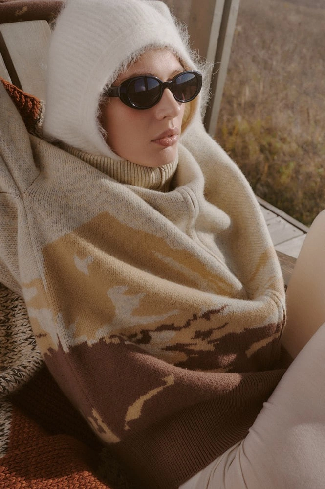 Кардиган оверсайз из шерсти с принтом