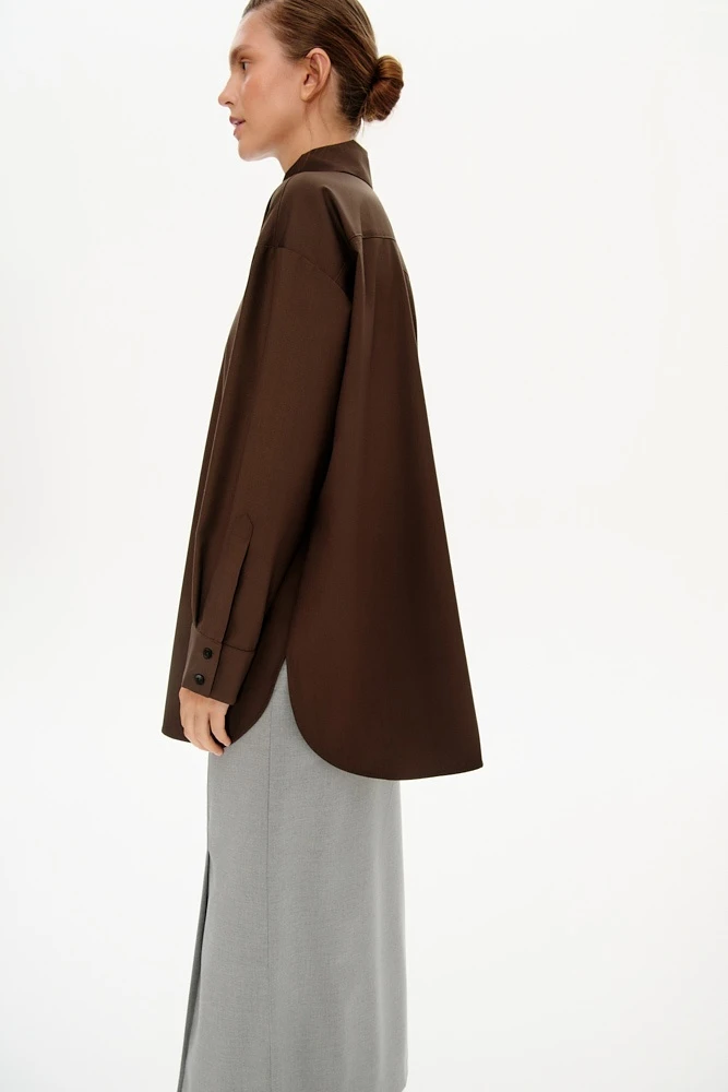 Рубашка прямого силуэта из костюмной ткани