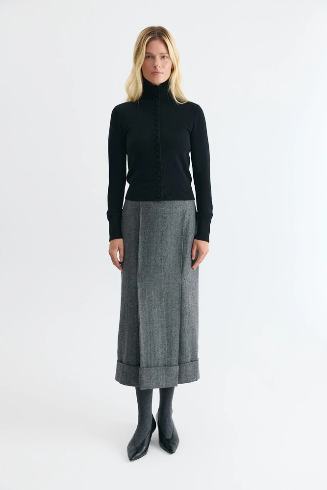 Юбка миди со складками из шерсти
