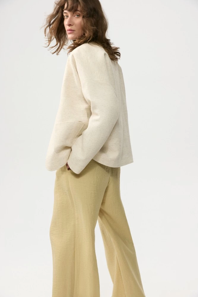 Жакет с поясом из хлопка со льном