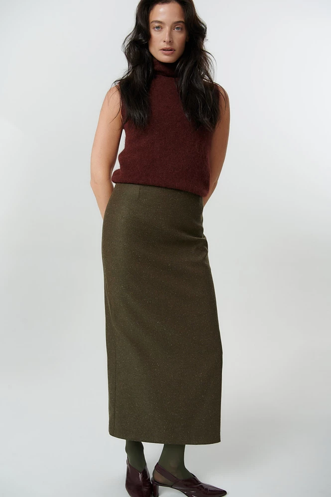 Юбка макси с шерстью и шёлком