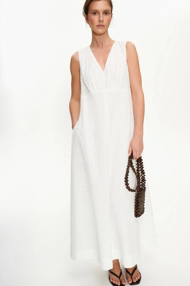 Платье макси из хлопка Broderie Anglaise