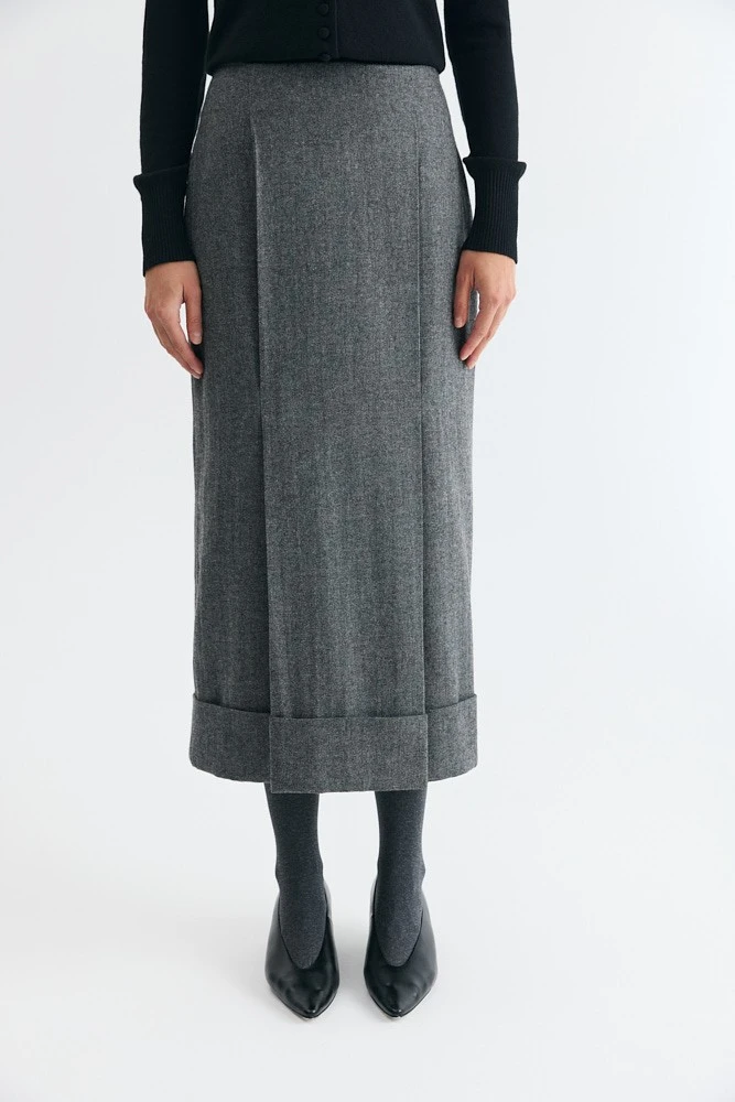 Юбка миди со складками из шерсти