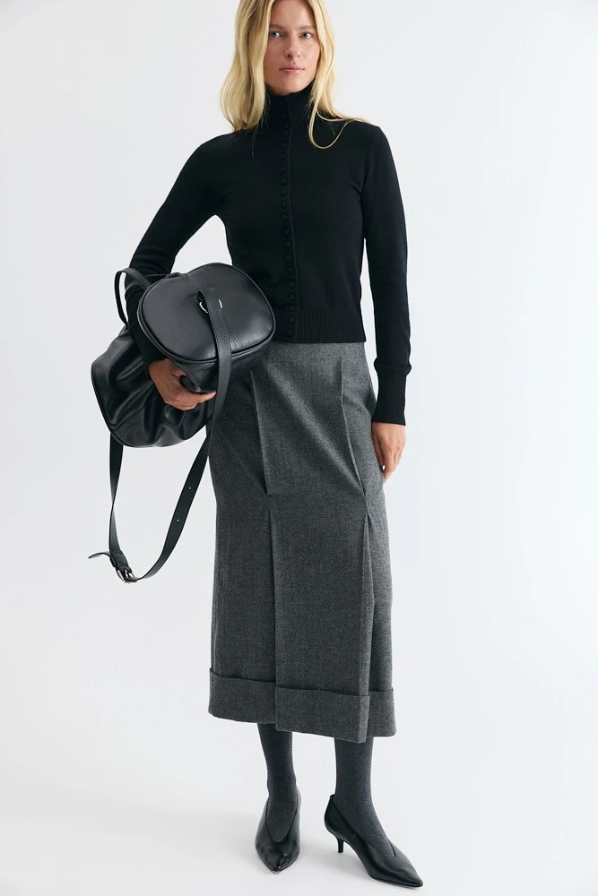 Юбка миди со складками из шерсти