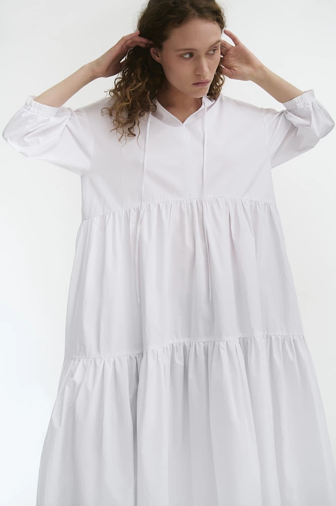 Платье хлопковое со сборкой