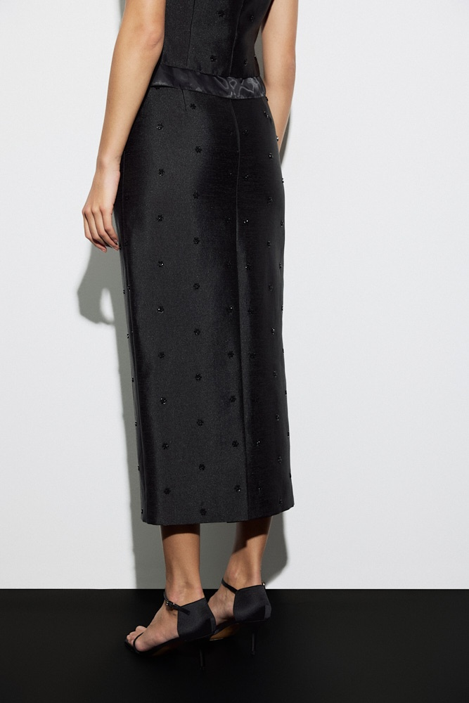 Юбка миди с вышивкой бисером