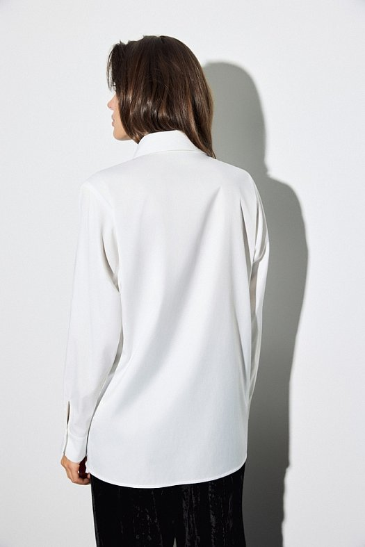 Рубашка прямого силуэта (Вискоза тонкая арт.1966 Белый 32% вискоза, 4% эластан, 64% п/э; Размер: L)