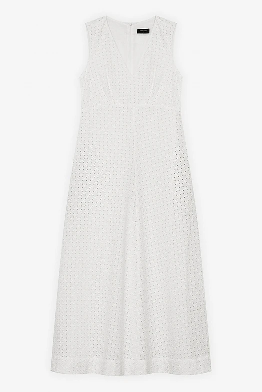 Платье макси из хлопка Broderie Anglaise (Шитье ромбы арт.1857 Белый 100% хлопок; Размер: L)