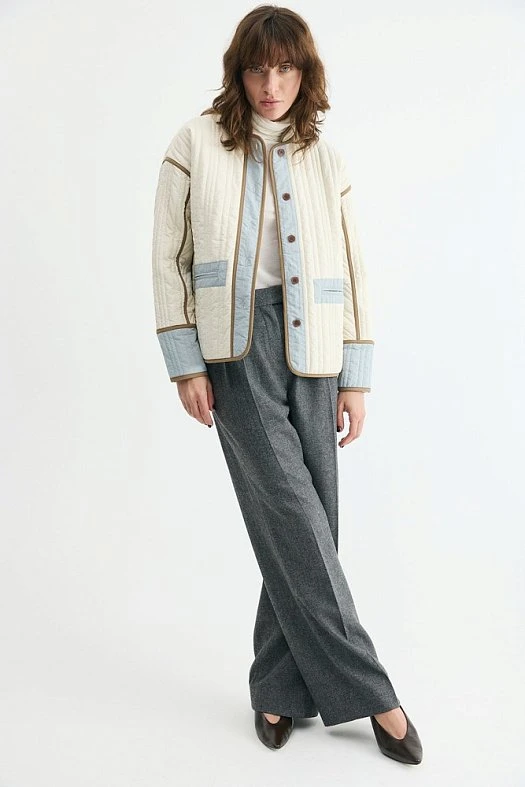 Куртка стеганая колорблок (Ткань верха: 100% нейлон; Подклад: 100% полиэстер; Утеплитель: 100% полиэстер Молочный; Размер: M-L)