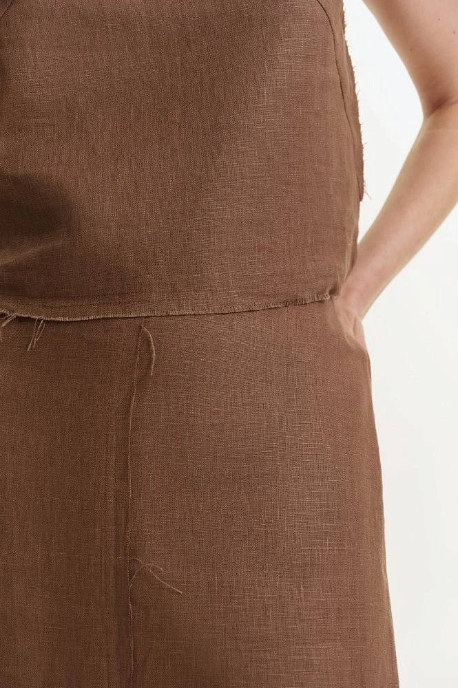 Юбка макси изо льна с необработанным краем