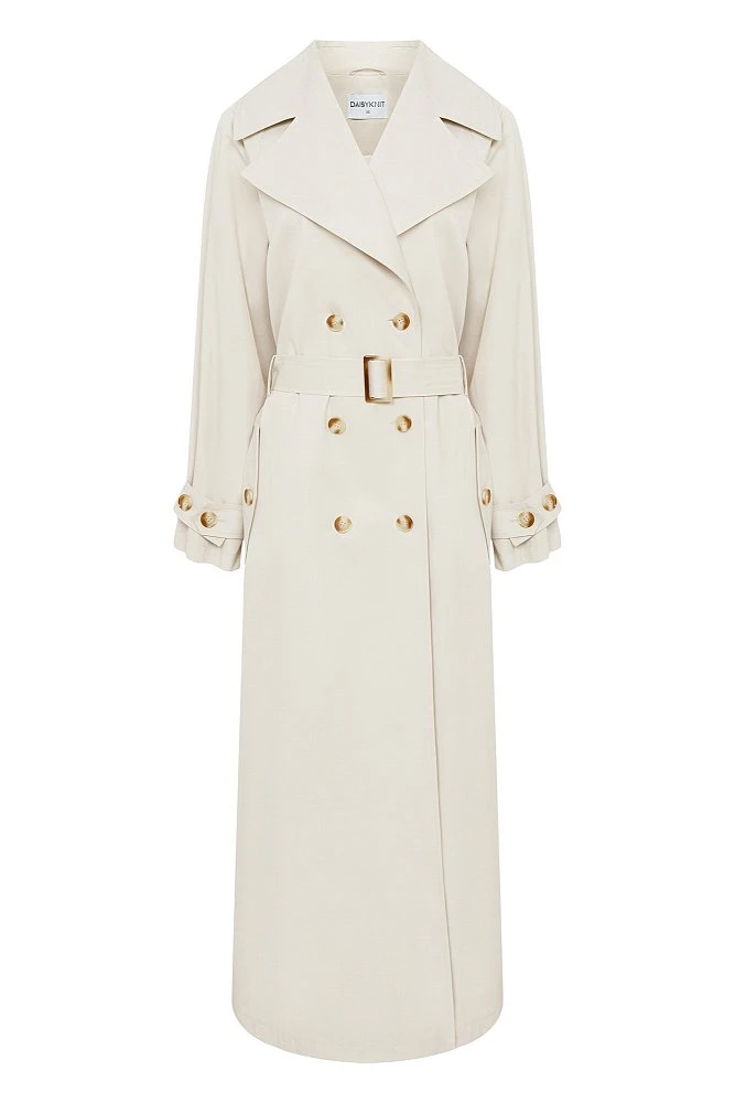 Тренч двубортный с объемными рукавами