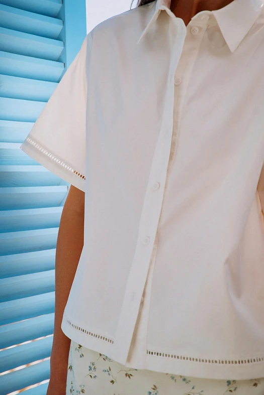 Рубашка из хлопка с кружевной тесьмой (Хлопок с лиоцеллом арт.1685 Белый 52% хлопок, 48% лиоцелл; Размер: L)