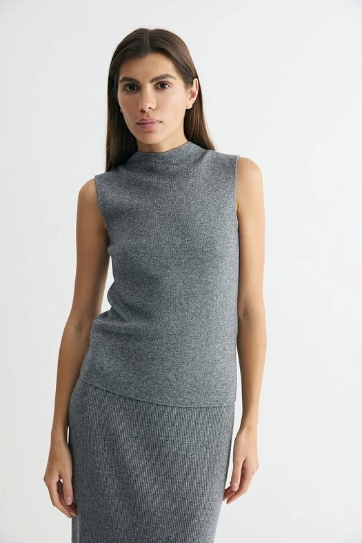 Топ без рукавов из шерсти (50% шерсть, 25% лиоцел, 25% нейлон Серый; Размер: M)