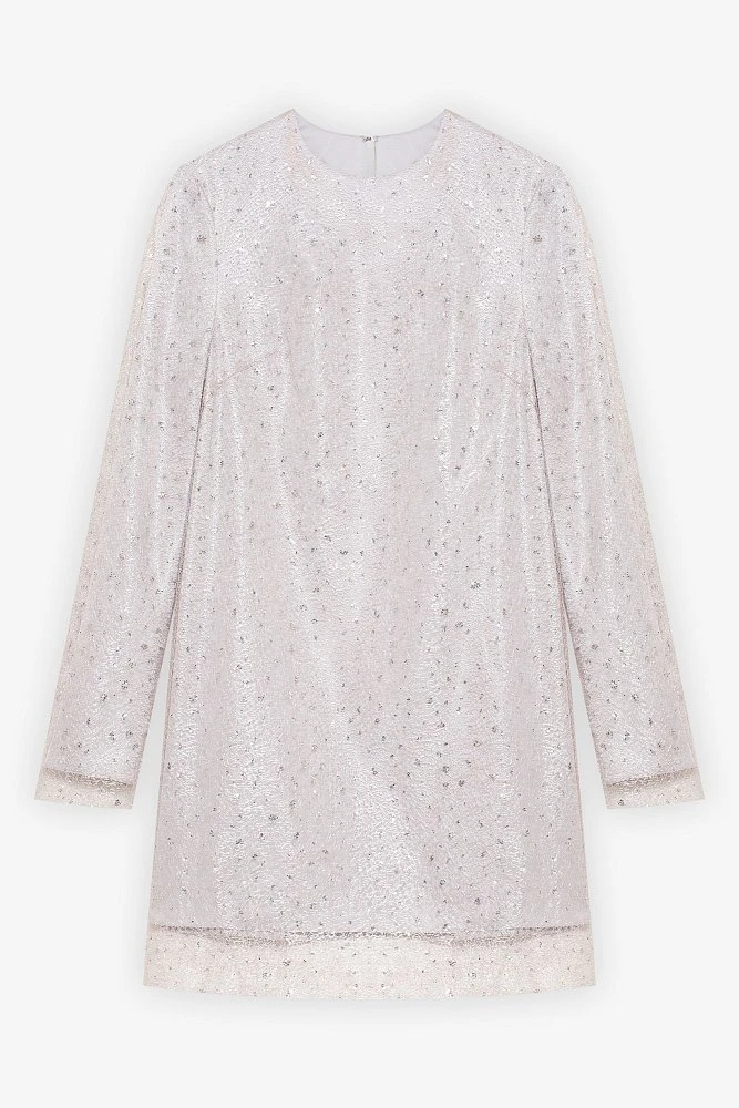 Платье мини из ажурной ткани декорированной глиттером