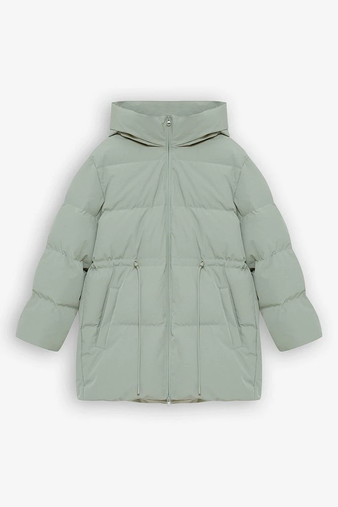 Пуховик средней длины из мембранной ткани