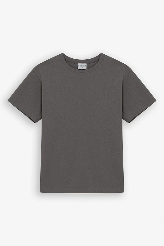 Футболка со смещённым плечевым швом (Рибана арт.1700 Серый 95% хлопок, 5% эластан; Размер: L)