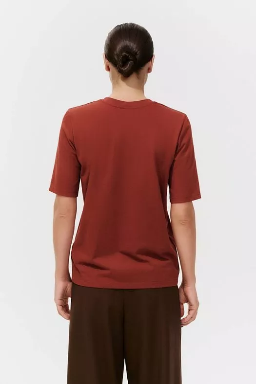Футболка базовая с удлиненным рукавом (Трикотаж тонкий арт.1754 Кирпичный 95% хлопок, 5% эластан; Размер: XL)