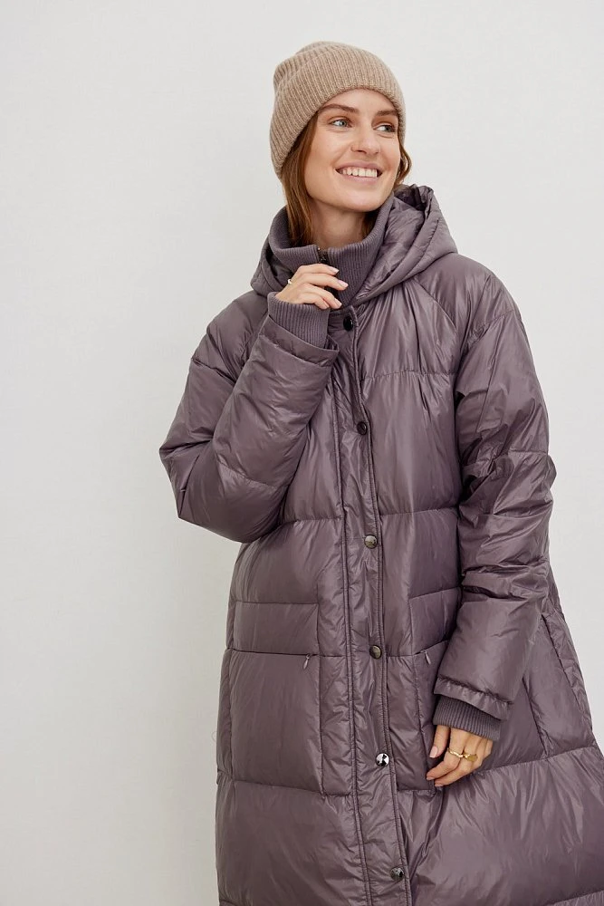Пуховик с трикотажными деталями