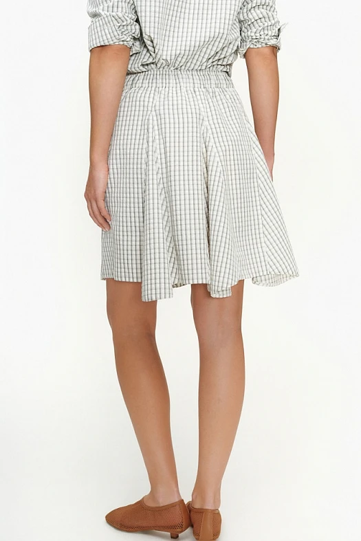 Юбка мини из хлопка в клетку (Хлопок с вискозой клетка ар.2014 Серый 35% хлопок, 17% вискоза, 48% п/э; Размер: L)
