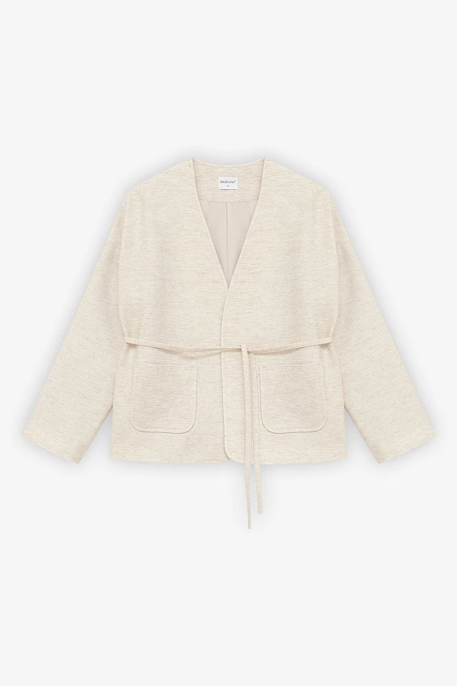 Жакет с поясом из хлопка со льном