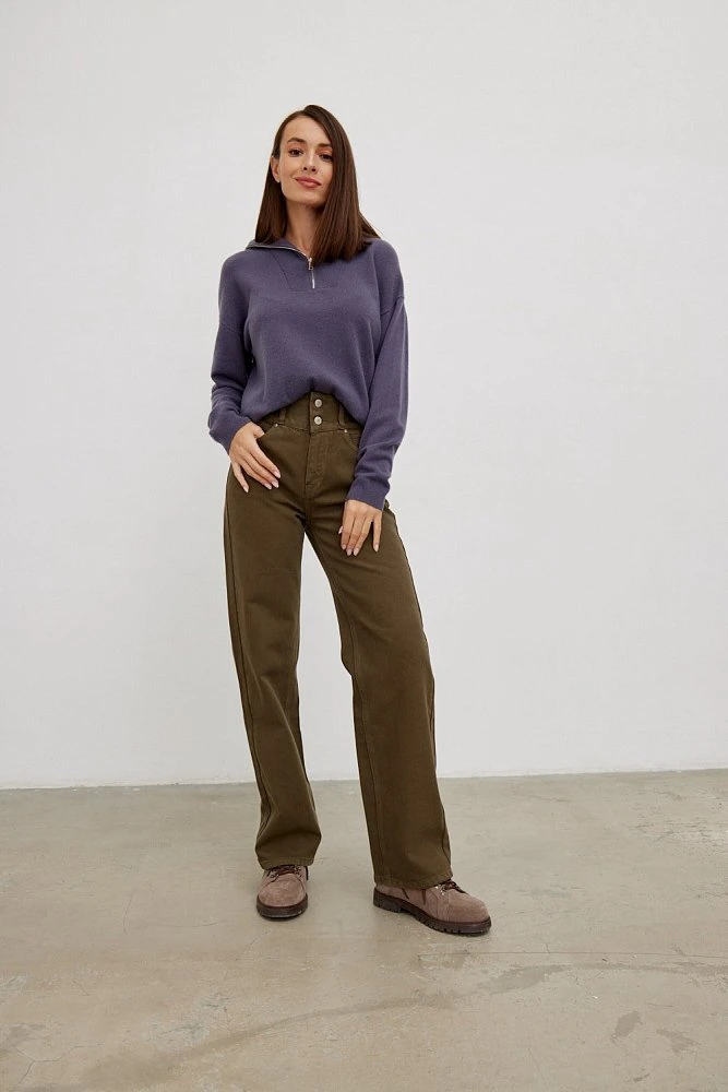 Джинсы широкие с кокеткой