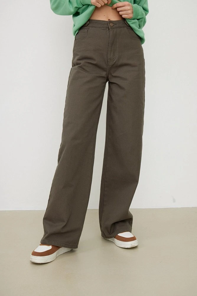 Джинсы широкие прямые со шлевками