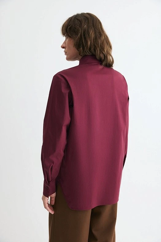 Рубашка классическая из хлопка (Хлопок арт.1916 Бордовый 65% хлопок, 32% нейлон, 3% эластан; Размер: M)