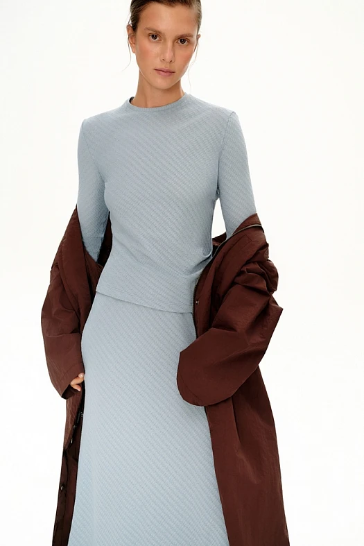 Лонгслив из фактурного трикотажа (Трикотаж фактурный арт.1679 Серо-голубой 50% вискоза, 50% п/э; Размер: M)