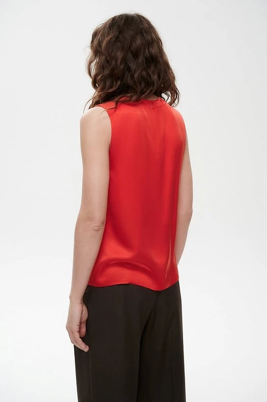 Топ из атласной вискозы (Вискоза атласная арт.1840 Красный 100% вискоза; Размер: XS)