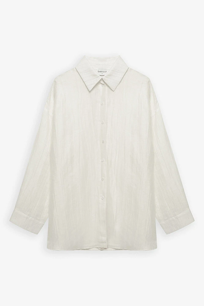Рубашка прямого кроя изо льна с шёлком