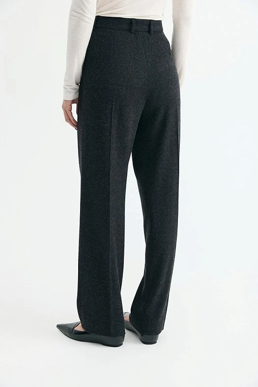 Брюки зауженные со средней посадкой (Вискоза стрейч арт.1952 Графитовый 90% вискоза, 7% акрил, 3% эластан; Размер: M)