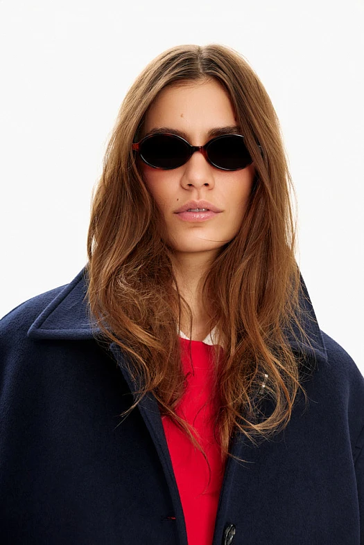 Солнцезащитные очки с поляризацией в овальной оправе (Оправа - 100% ацетат, линзы - 100% акрил Коричневый; Размер: OS)